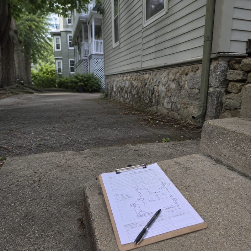 Written pest control treatment plan on a clipboard showing findings and product placement for a Worcester, MA home